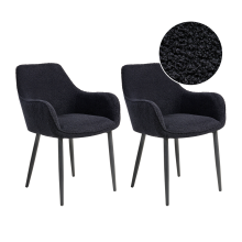 Set of 2 Dining Chairs ALDEN Boucle Black