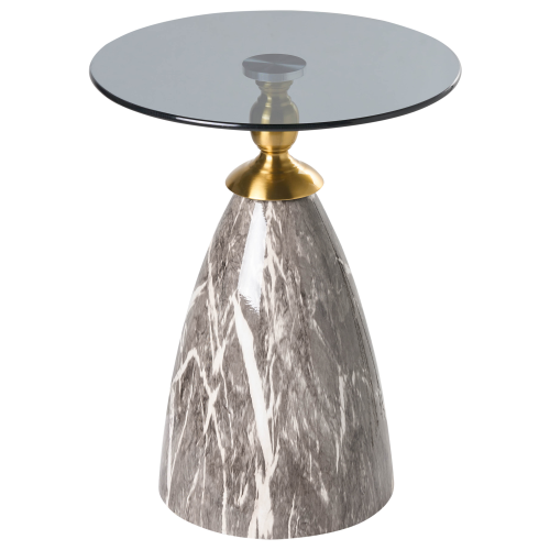 Beliani Side Table CADY Tempered Glass Black Marble