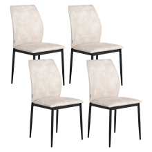 Set of 4 Dining Chairs ROCHEPORT Fabric Light Beige