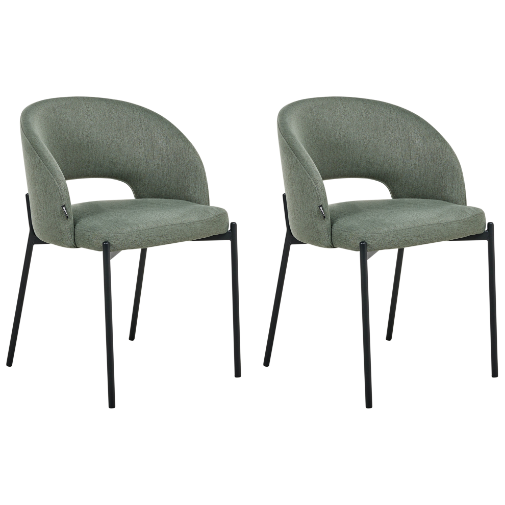 Photos - Chair Beliani Set of 2 Dining  PENNY Fabric Dark Green 