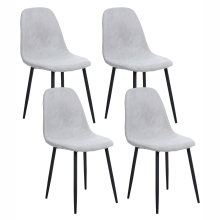 Set of 4 Dining Chairs CRANDALL Fabric Light Grey