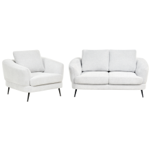 Living Room Set 3 Seater KJAER Fabric Off-White