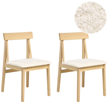 Set of 2 Dining Chairs ISLE Wood Light Brown/ Beige
