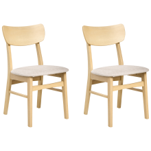 Set of 2 Dining Chairs ANOKA Wood Light Brown/ Beige