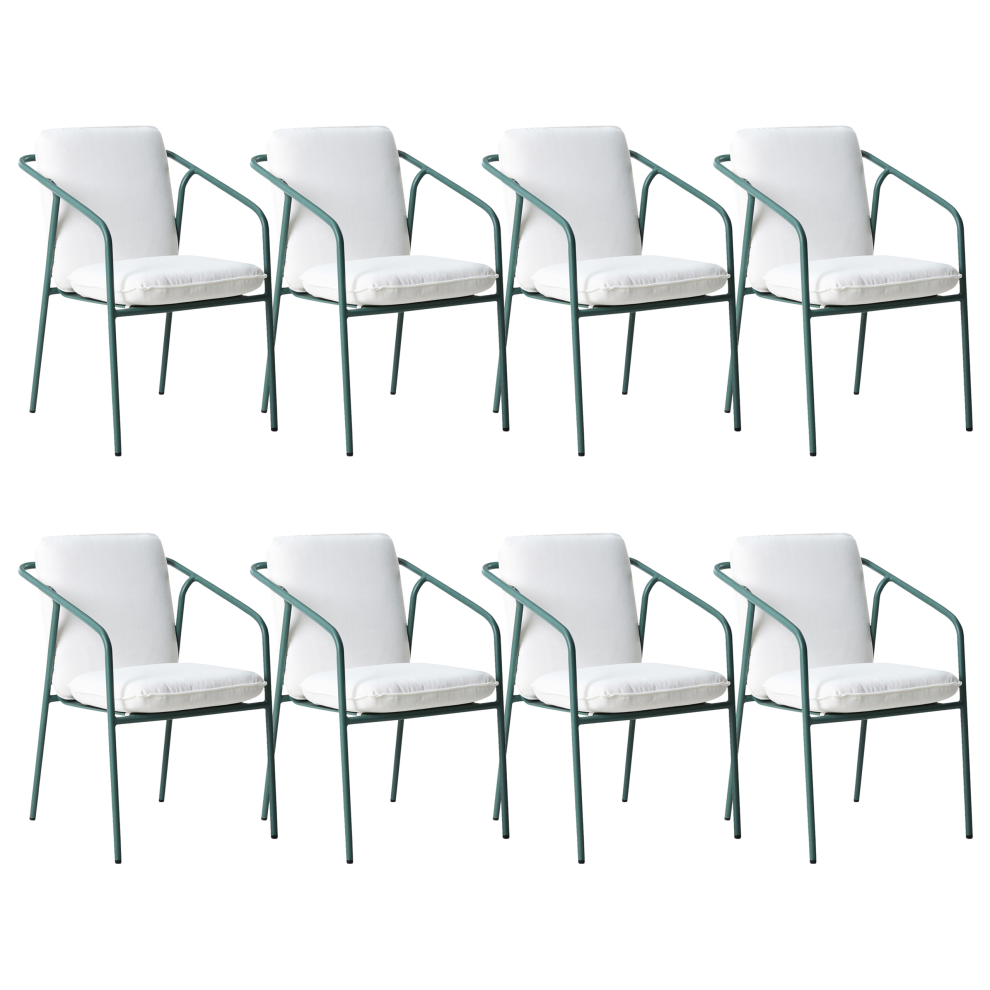 Beliani Set Of 8 Garden Chairs With Cushions Asciano Metal Green