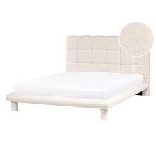 Bed Boucle CRESSAT 140 x 200 cm (EU Double) Off-White