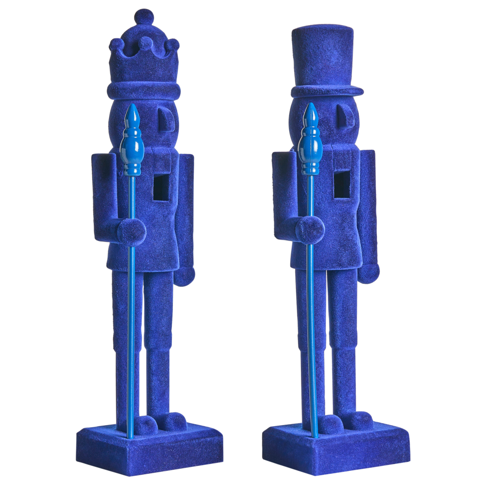 Beliani Set Of 2 Figurines Flatey Nutcracker 40 Cm Blue