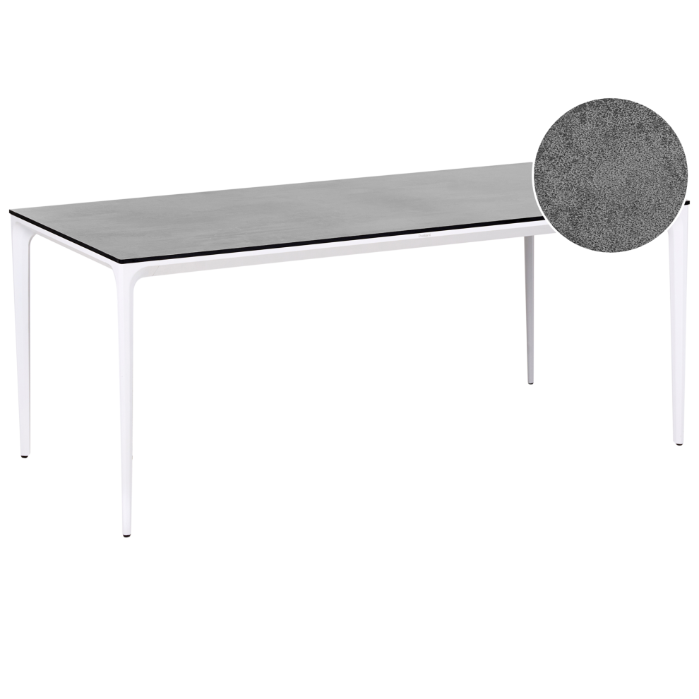 Beliani Garden Dining Table Sovareto 180 Cm 90 Cm Stone Effect Dark Grey