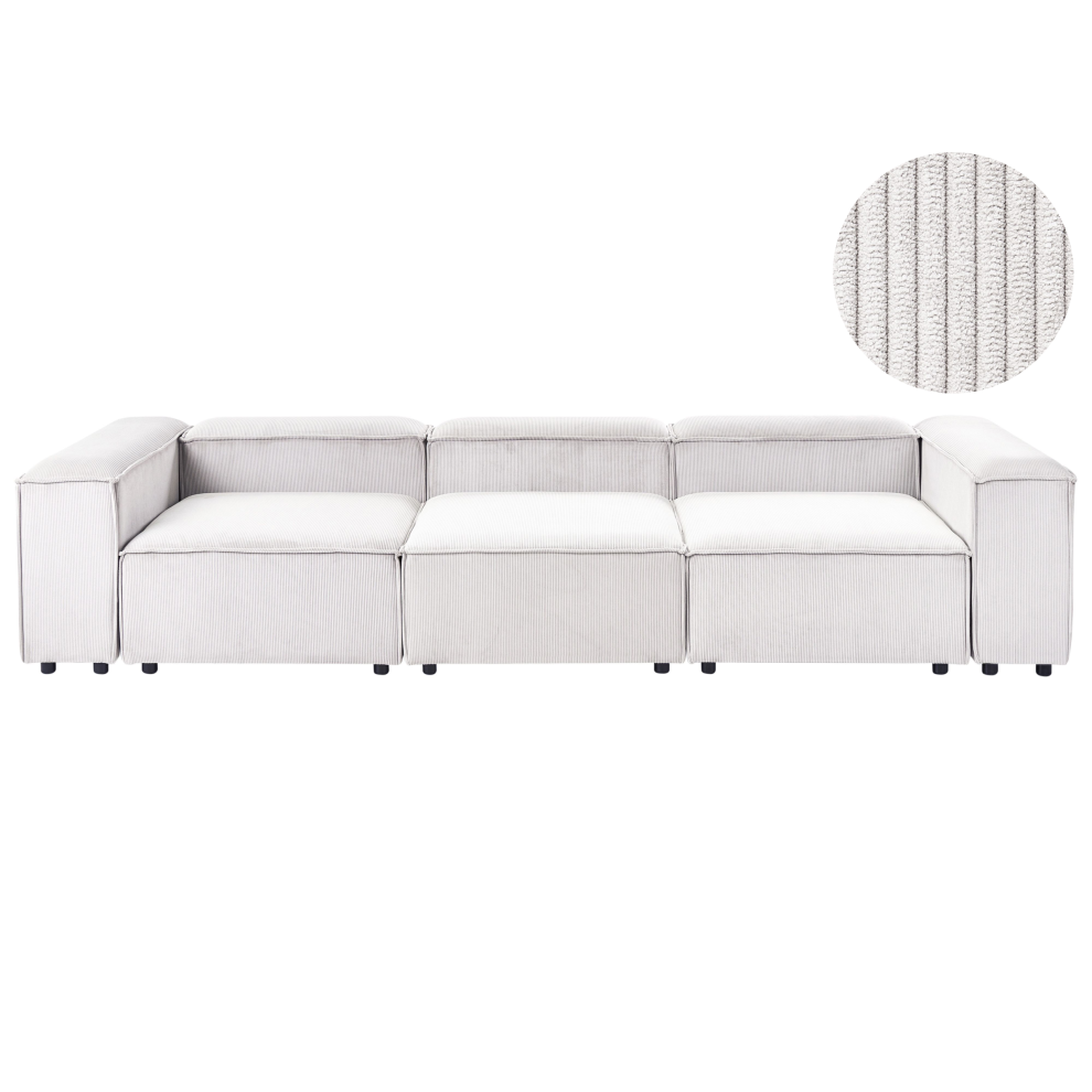 Beliani Modular Sofa 3 Seater Ardal Off-White Corduroy