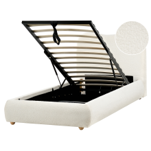 Ottoman Bed BLAGNAC Boucle Off-White 90 x 200 cm (EU Single)