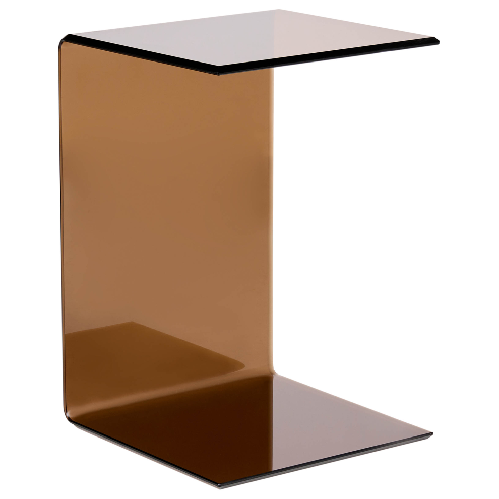 Beliani Side Table Lourdes Tempered Glass Brown