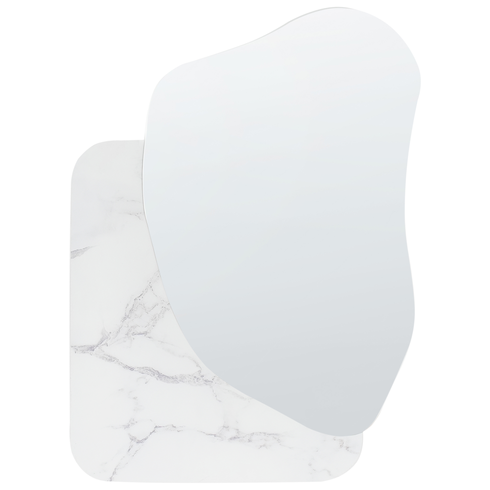 Beliani Wall Mirror Arvert 60 Cm 80 Cm White Marble