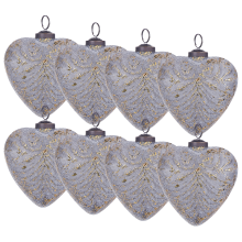 Set of 8 Baubles FERIABLE Glass Grey