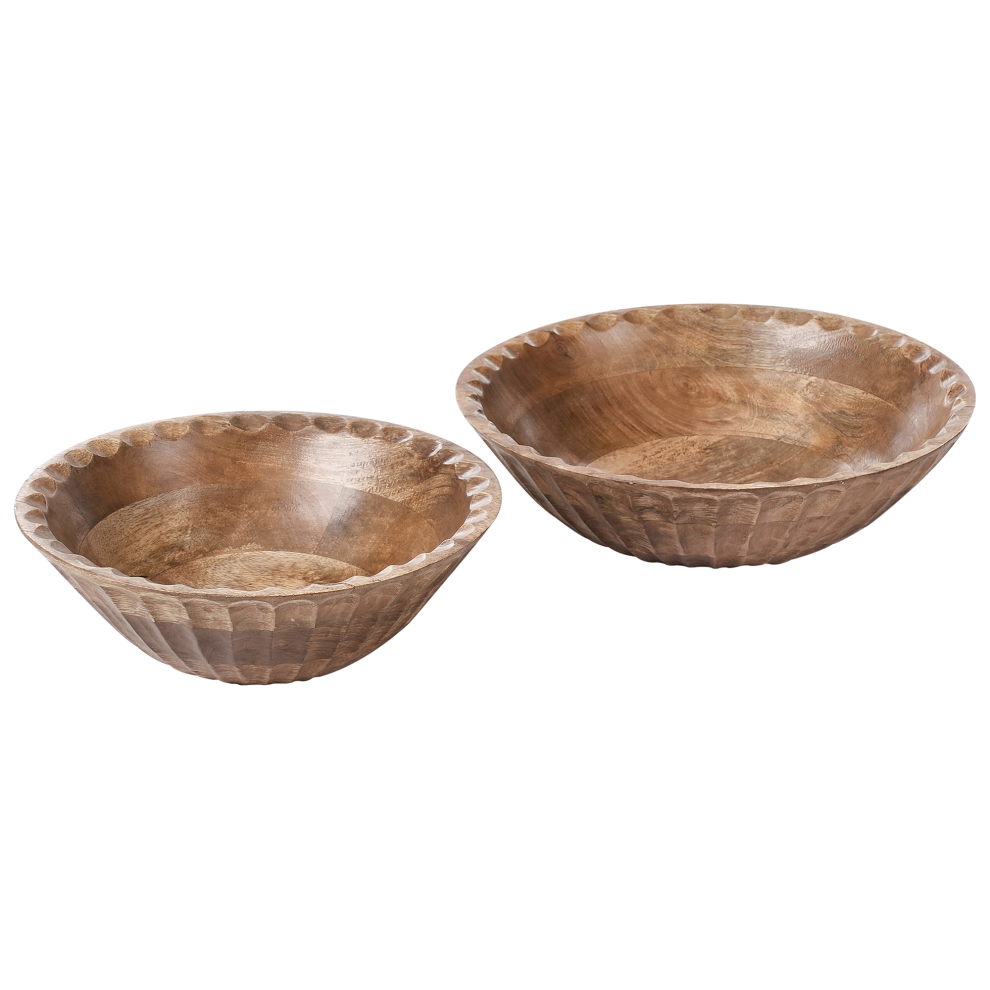 Beliani Set Of 2 Bowls Sohag Mango Wood Brown