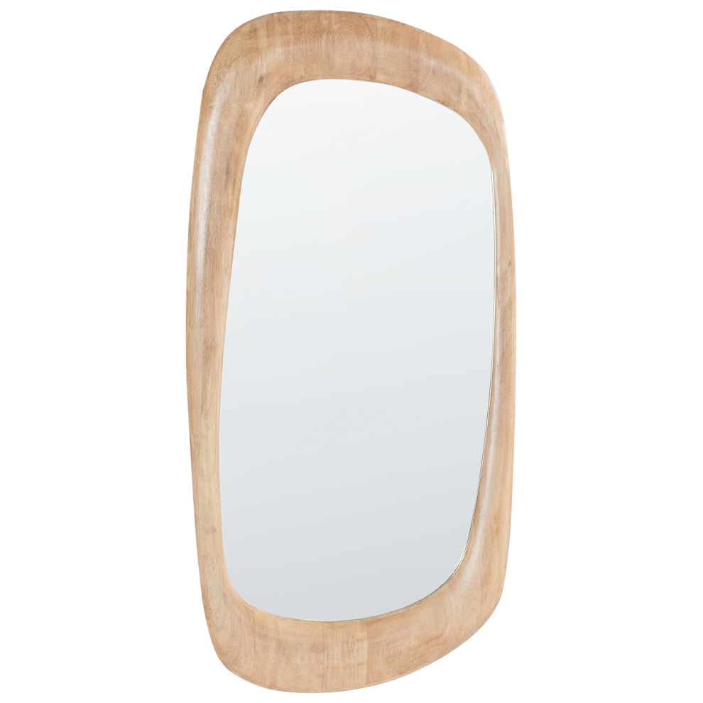 Beliani Wall Mirror Trizay 57 Cm 120 Cm Wood Brown