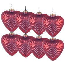 Set of 8 Baubles FERIABLE Glass Red