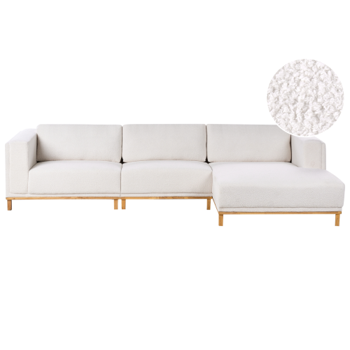 Beliani Corner Sofa 5 Seater VENG Fabric Off-White Left Hand