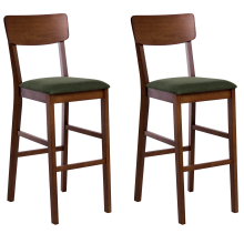 Set of 2 Bar Chairs AMBLER Wood Dark Brown/ Green