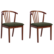 Set of 2 Dining Chairs CRAIG Wood Dark Brown/ Green