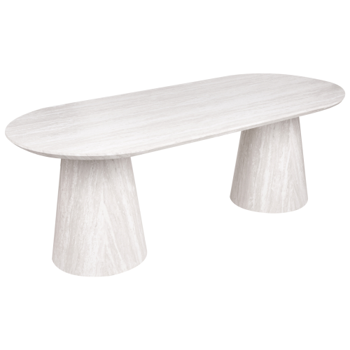 Beliani Dining Table LUMAN Travertine Effect 220 cm 95 cm