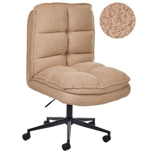 Beliani Office Chair ADDISON Boucle Sand Beige