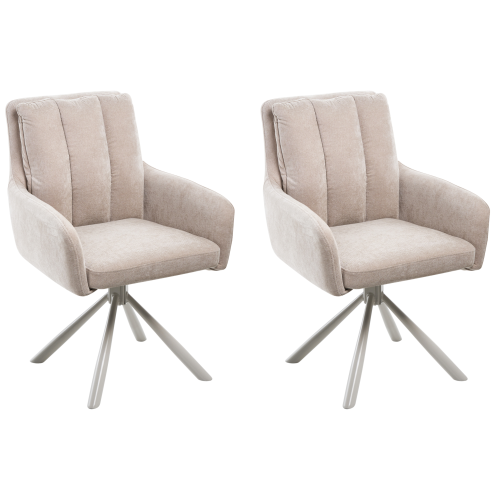 Beliani Set of 2 Dining Chairs SARDOAL Fabric Beige