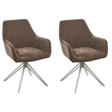 Set of 2 Dining Chairs JODAR Fabric Brown