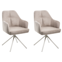 Set of 2 Dining Chairs MIRA Fabric Taupe