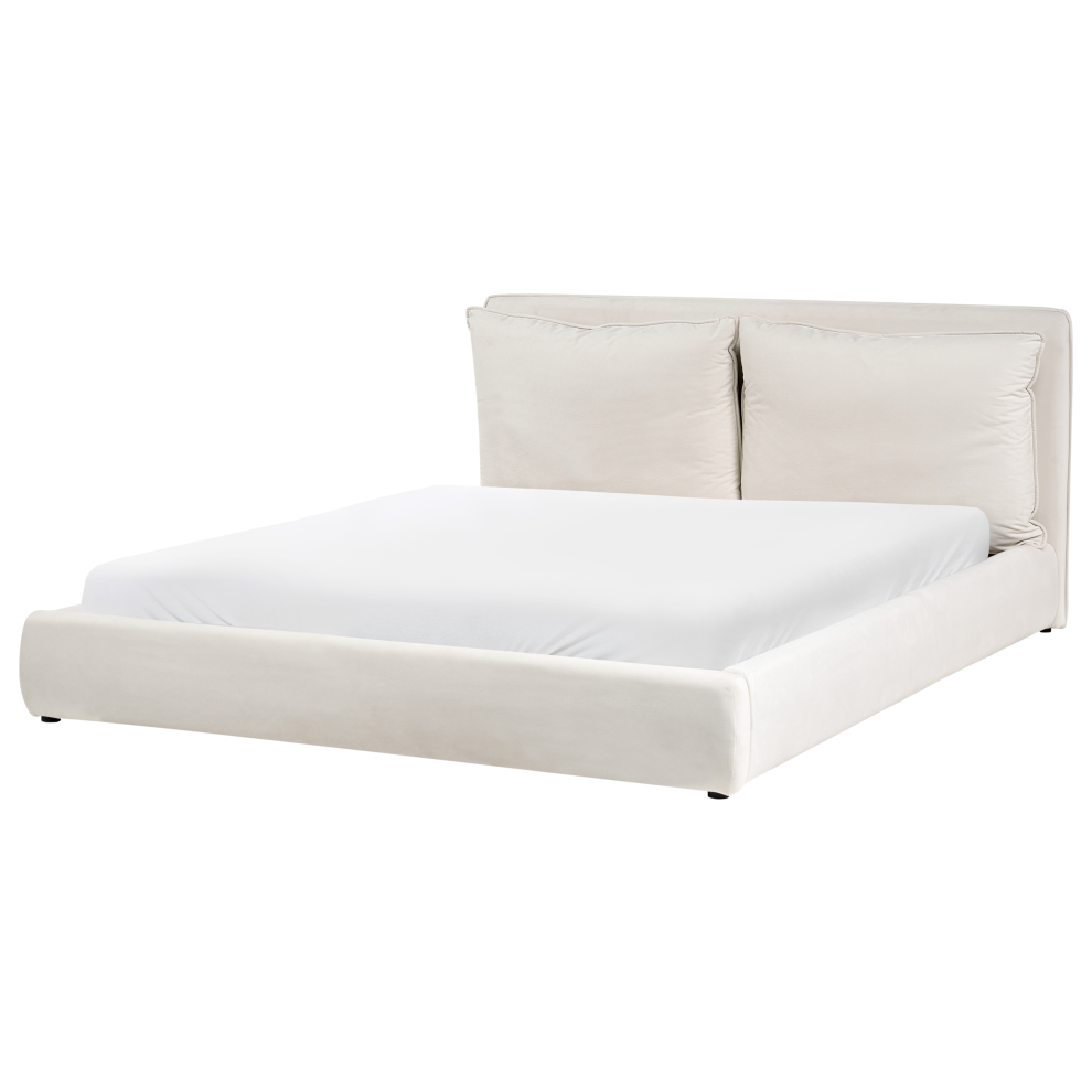 Beliani Waterbed Fabric Bajonna 180 X 200 Cm (Eu Super King) Light Beige Cream