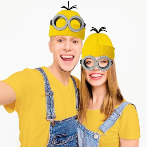 Στολή Αποκριών Σκούφος Καπέλο Minion Γυαλιά Γάντια Στολή Μεταμφίεσης 1