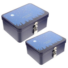 Tinplate Storage Box with Lock for Storage 2Pcs Retro Desktop Jewelry Organizer