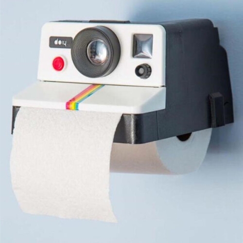 Toilettenpapierhalter im Kamera-Design mit Ablage 1