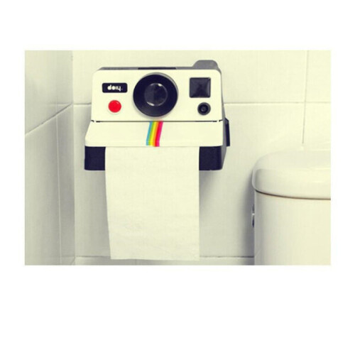 Toilettenpapierhalter im Kamera-Design mit Ablage 2