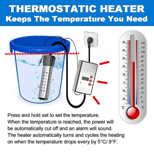 Waterverwarmer met temperatuurregeling, 2000 W 2