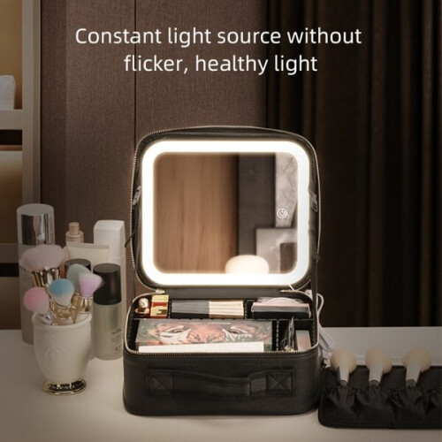 Trousse de voyage cosmétique avec miroir LED 2