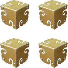 Set Of 4 Vintage Pure Brass Corner Protectors, for Desk, Jewelry Box, Gift Box, Three Sides (golden)lo-ron