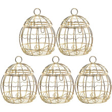 Candy Box Gift Boxes Iron Birdcage Decor Candy Container Wedding Festivals Anniversaries 7x9.5cm Golden 5Pcs