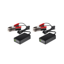 2x prenosná s klipom na batériu, 12V/24V až 5V 4-portová USB nabíjačka s viacerými portami, adaptér pre iné telefóny a tablety