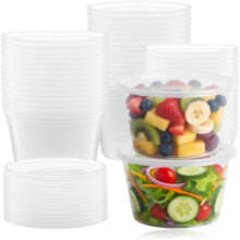 AVLASH 50 Pack 450ml - 16oz Round Stackable Plastic Food Container Set With Lids - Reusable, Leakproof, Dishwasher & Microwave Safe,