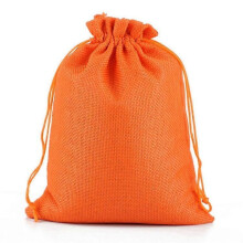 (Orange) 50 PCS Multi size Linen Jute Drawstring Gift Bags Sacks Wedding Birthday Party Favors Drawstring Gift Bags 15x20cm