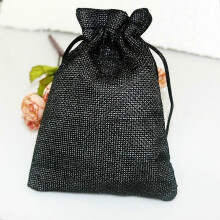 (Black) 50 PCS Multi size Linen Jute Drawstring Gift Bags Sacks Wedding Birthday Party Favors Drawstring Gift Bags 15x20cm