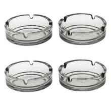 (4) Scrumiere rotunde clasice din sticlă 10,2 cm pentru țigări de interior și exterior