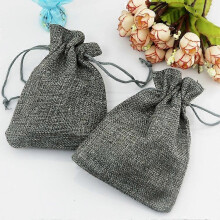 (Gray) 50 PCS Multi size Linen Jute Drawstring Gift Bags Sacks Wedding Birthday Party Favors Drawstring Gift Bags 15x20cm