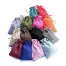 (Purple) 50 PCS Multi size Linen Jute Drawstring Gift Bags Sacks Wedding Birthday Party Favors Drawstring Gift Bags 15x20cm