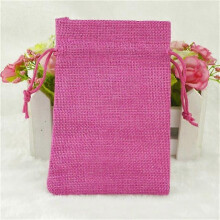 (Rose Red) 50 PCS Multi size Linen Jute Drawstring Gift Bags Sacks Wedding Birthday Party Favors Drawstring Gift Bags 15x20cm