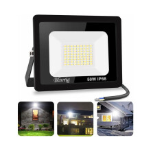 Refletor LED externo para garagens, 50 W, branco quente (3000 K), 5000 lm, dissipação de calor otimizada por meio de aletas de res