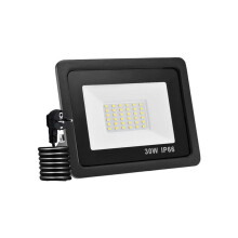 Refletor LED para uso externo, suporte ajustável, 30 W de luz branca fria, com plugue europeu, econômico e resistente às intempéri