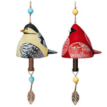 Bird Song Bell Garden Decoration,Hanging Rustic Wind Chime, Pendant Metal Tube Bell Door Bell Pendant, Festival Gift A