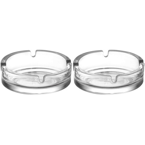 Stor askkopp i glas. Stapelbar cigarettlåda. (Set om 2)