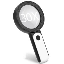 Magnifying glass for close work, 30x magnification with foldable design, ergonomic handle for comfortable coin and jewelry inspection
